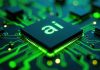 Microchip con la scritta “AI” su una scheda elettronica verde, simbolo di Private AI nel manufacturing