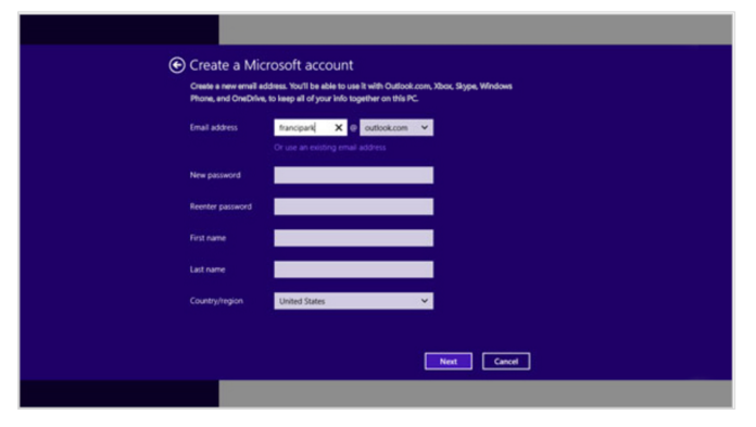 Account Microsoft Windows 10