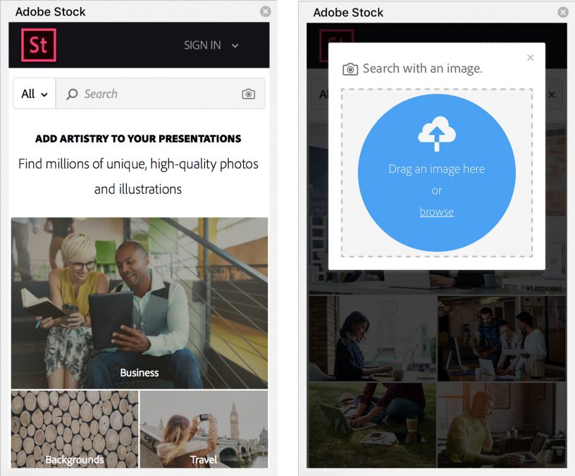 add-in di Adobe Stock per Microsoft PowerPoint