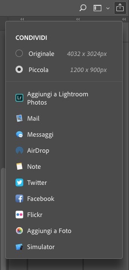 condividere una immagine da Photoshop CC