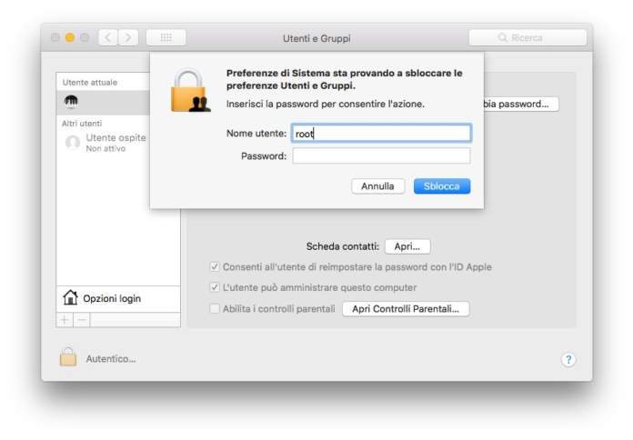 macOS High Sierra root bug