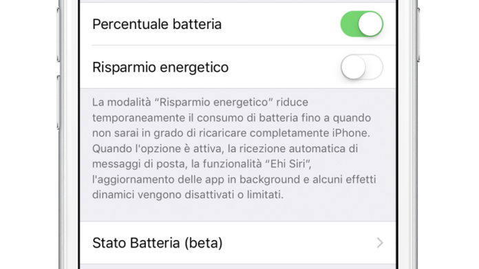 Batteria dell'iPhone iOS 11.3