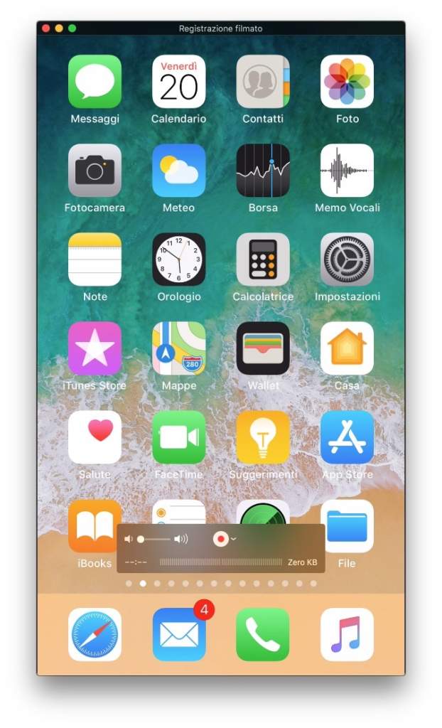 Registrare un video dello schermo dell’iPhone con il Mac