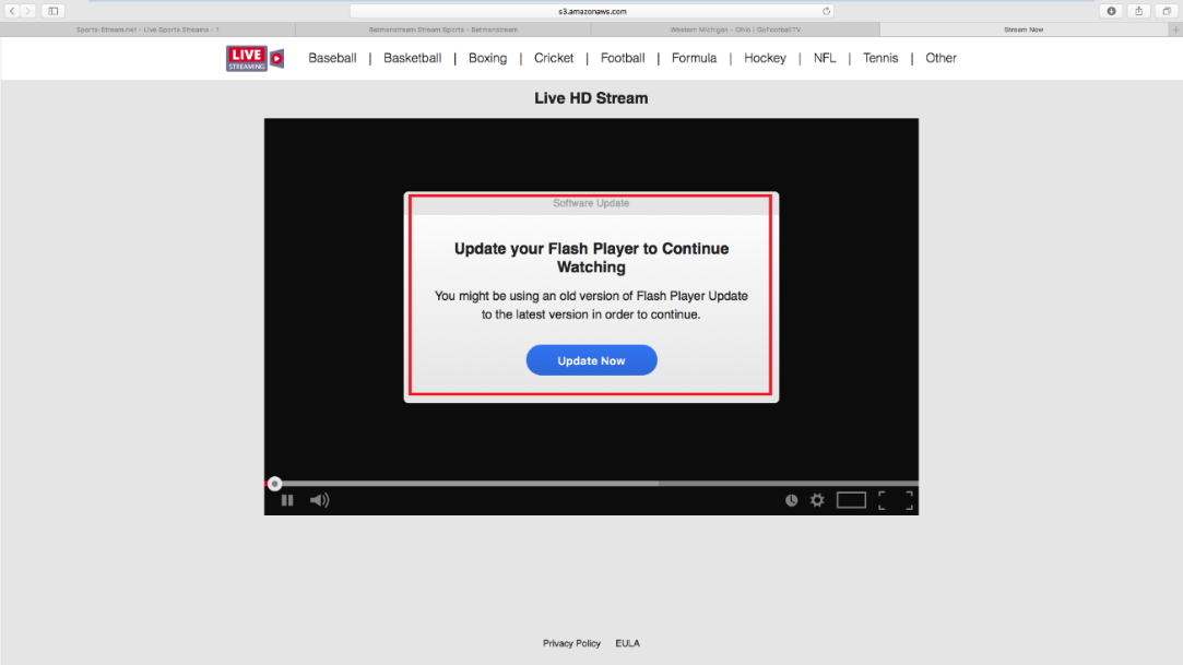 Esempio di landing page di Shlayer