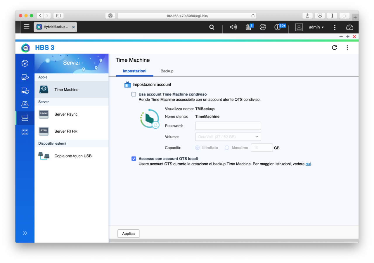 QNAP TVS-672N - Time machine