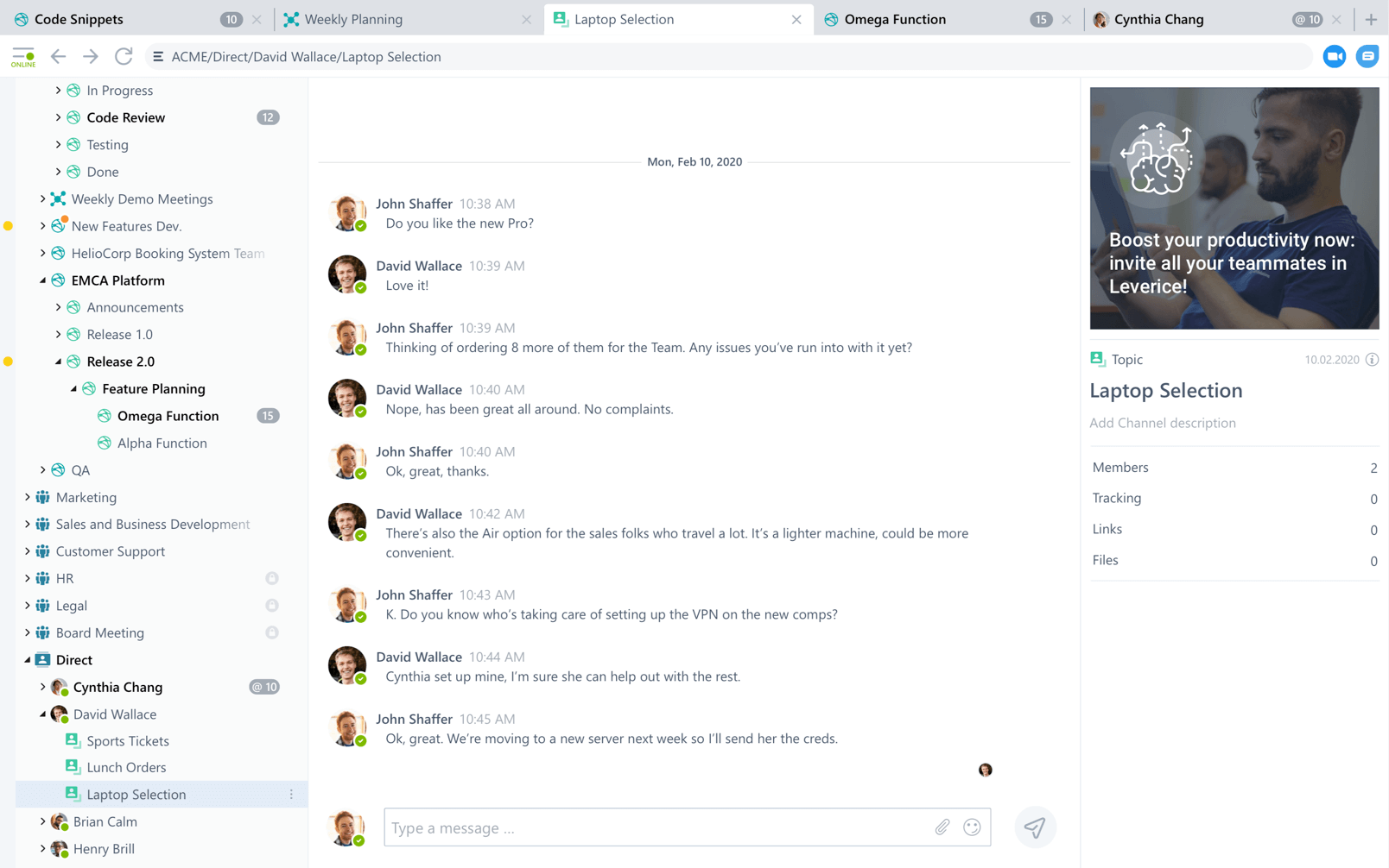 team messenger Leverice