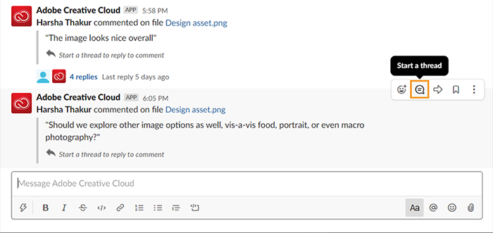 Adobe Creative Cloud Slack
