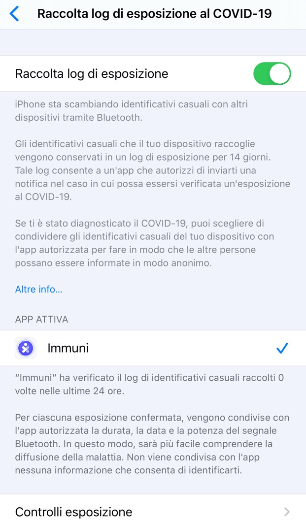Covid-19 Immuni iPhone