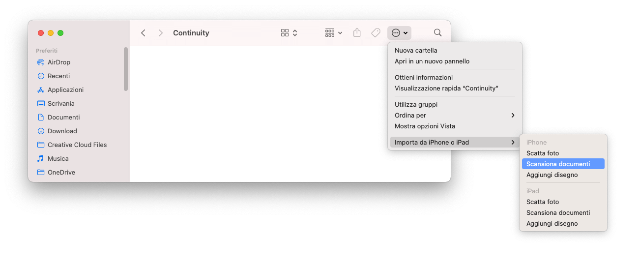 Fotocamera con Continuity Mac iPhone