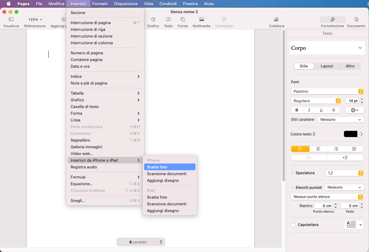 Fotocamera con Continuity Mac iPhone