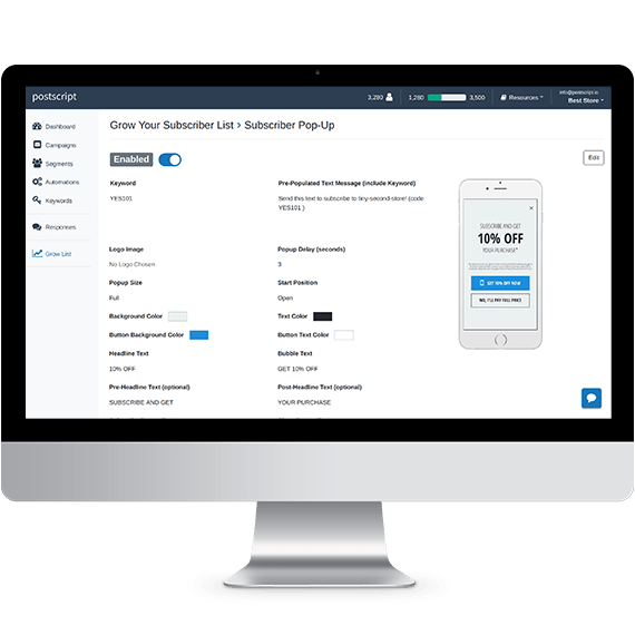 SMS marketing Postscript Shopify