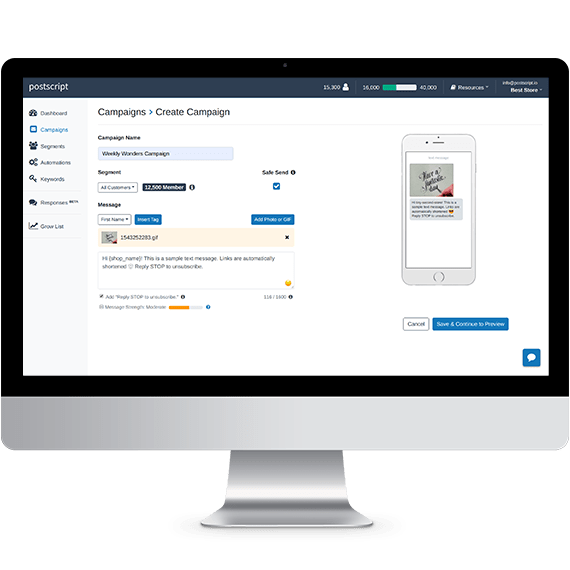 SMS marketing Postscript Shopify