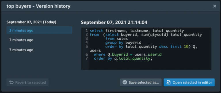 Amazon Redshift Query Editor V2