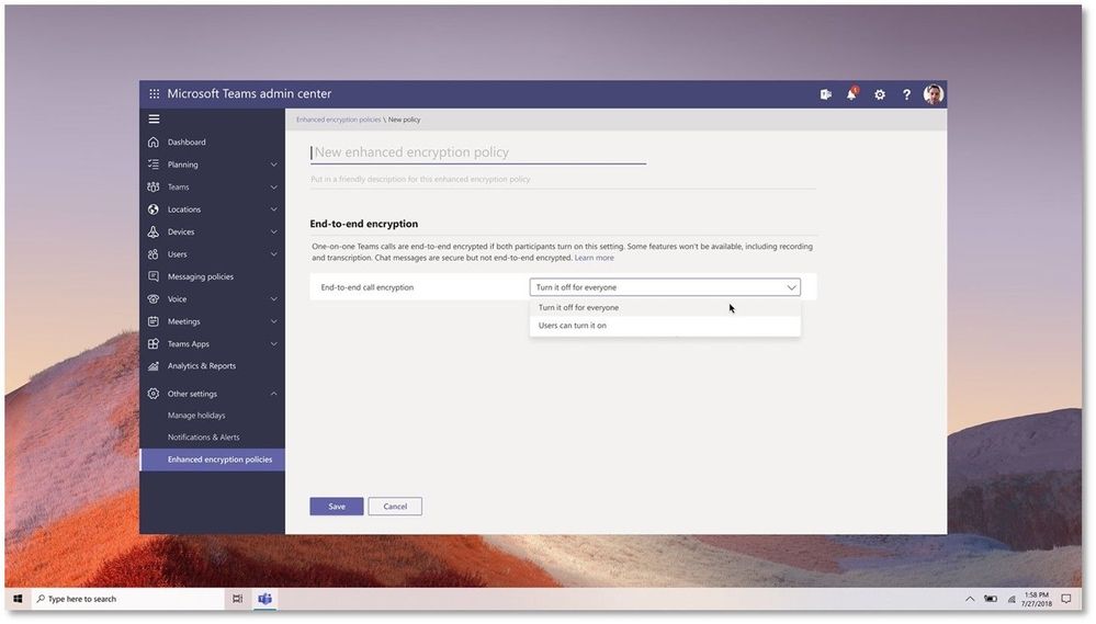 Microsoft Teams crittografia