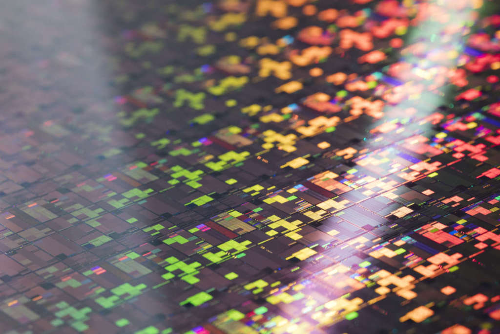 VTFET (Vertical-Transport Nanosheet Field Effect Transistor) wafer closeup