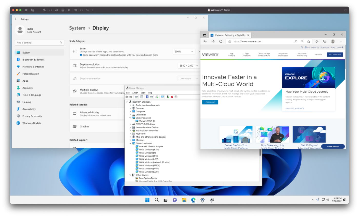 VMware Fusion 22H2 Tech Preview Windows 11 Apple Silicon
