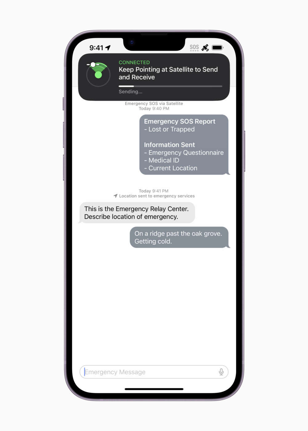 iPhone Emergency SOS via satellite