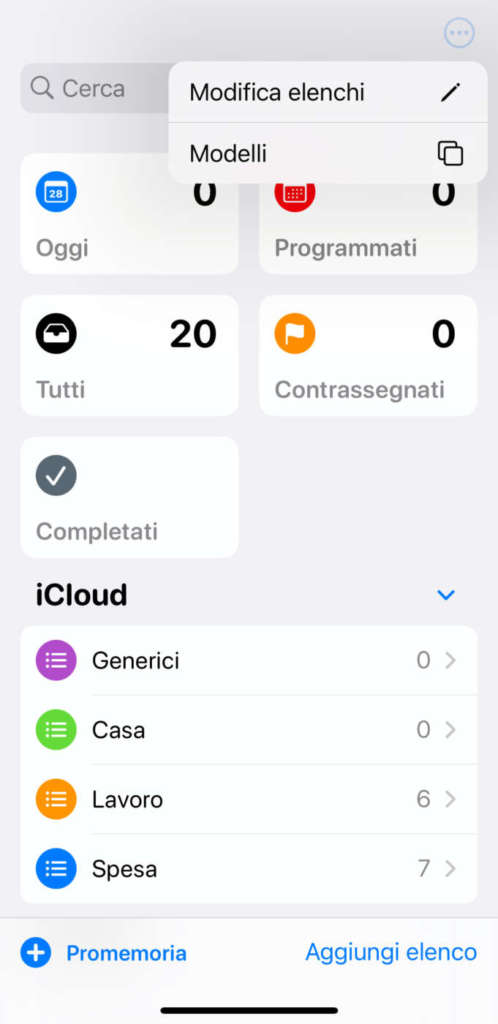 Promemoria iOS 16