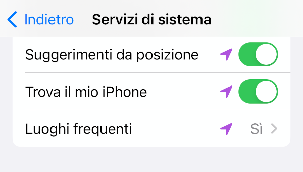 luoghi frequenti iPhone