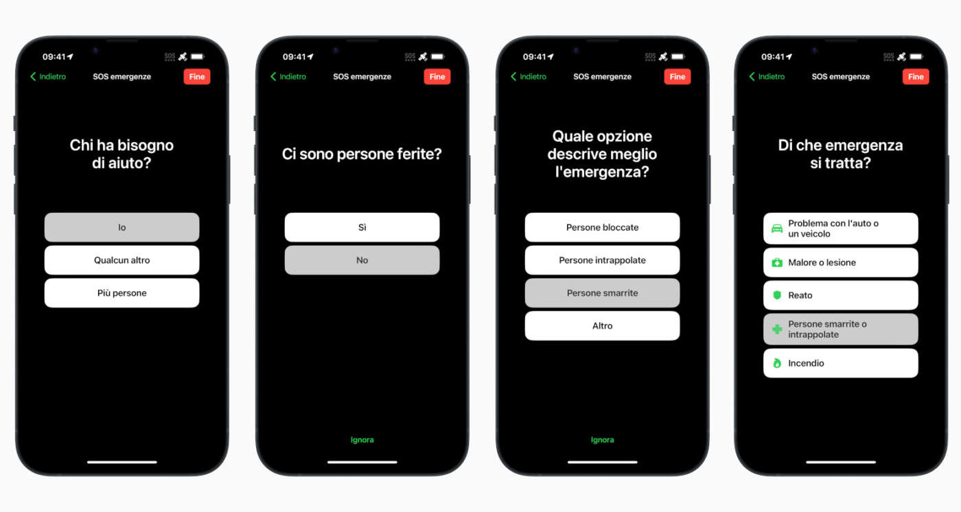 Apple SOS emergenze via satellite su iPhone 14