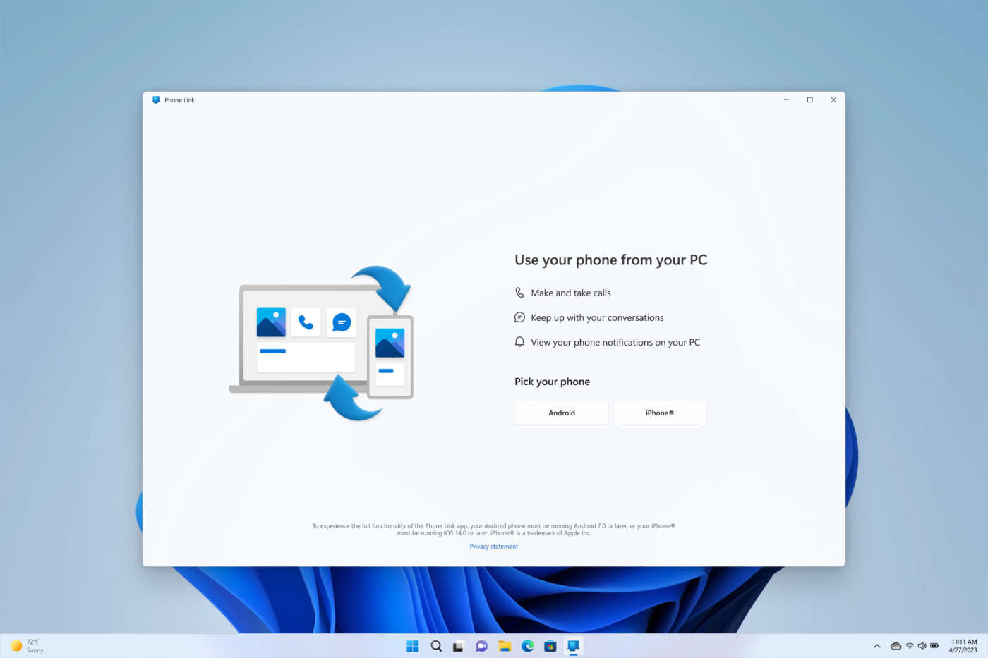 Microsoft Phone Link per iOS Windows 11