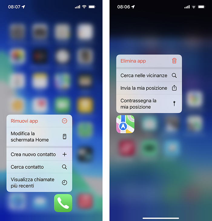 azioni rapide iPhone