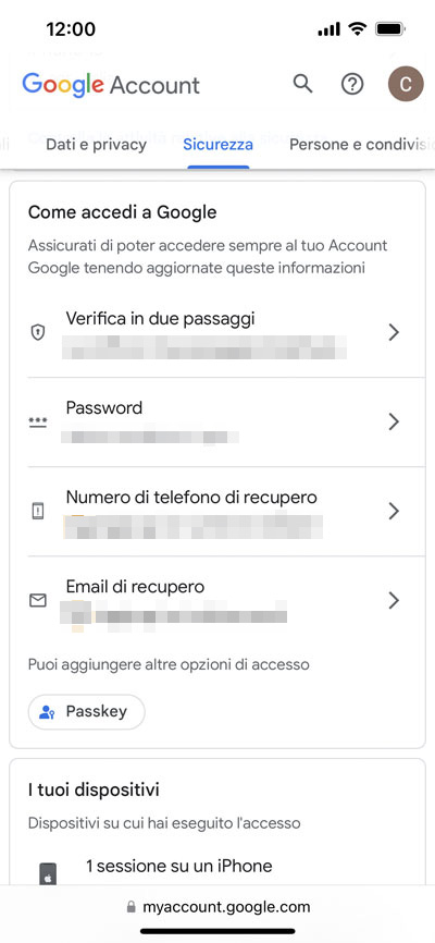 Google iPhone passkey