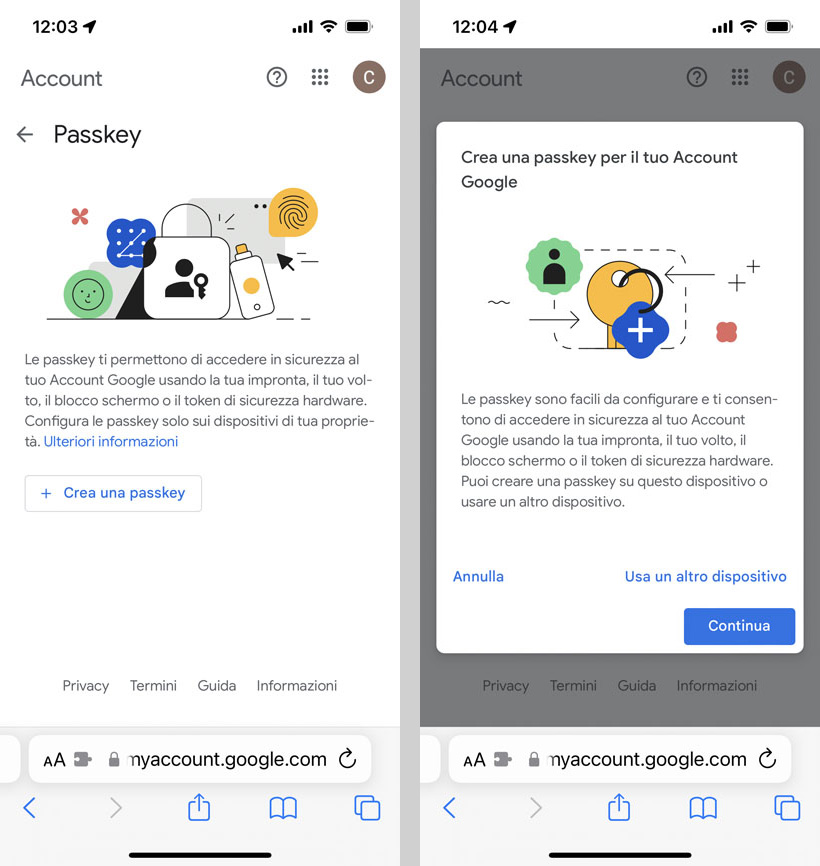 Google iPhone passkey