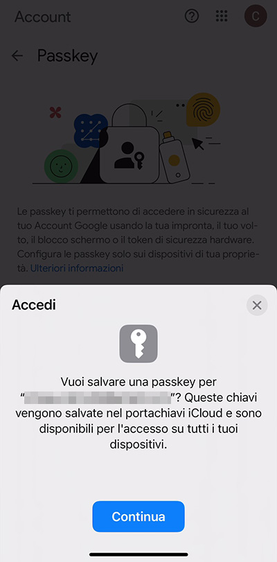Google iPhone passkey