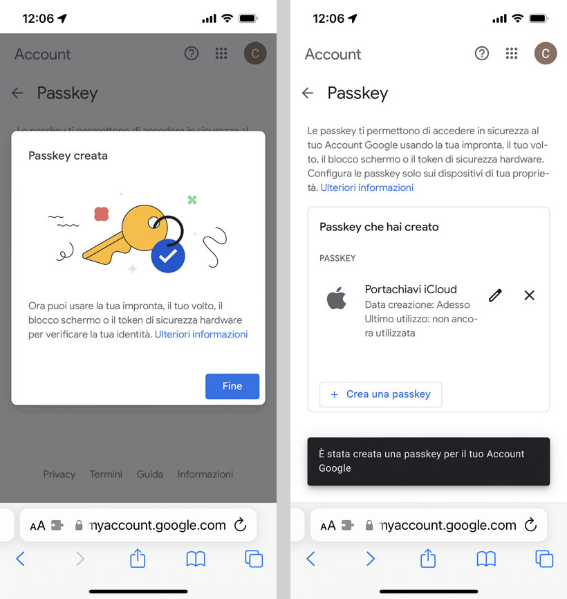 Google iPhone passkey
