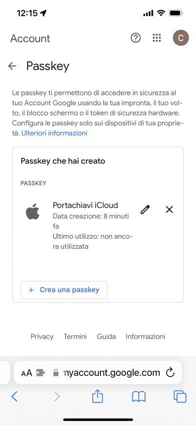 Google iPhone passkey