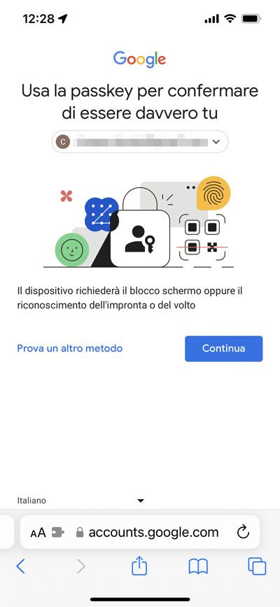 Google iPhone passkey
