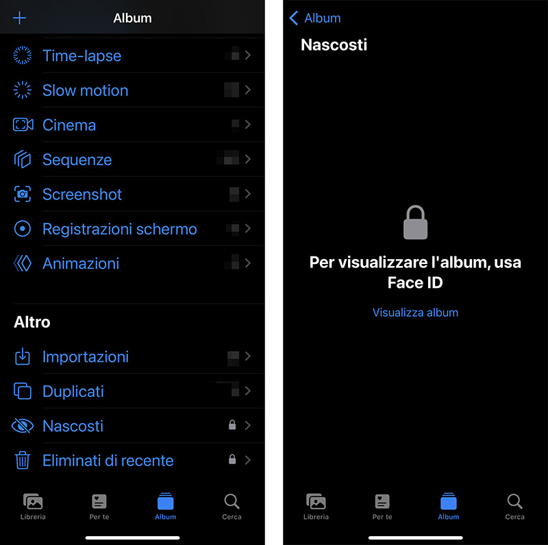 nascondere foto iphone