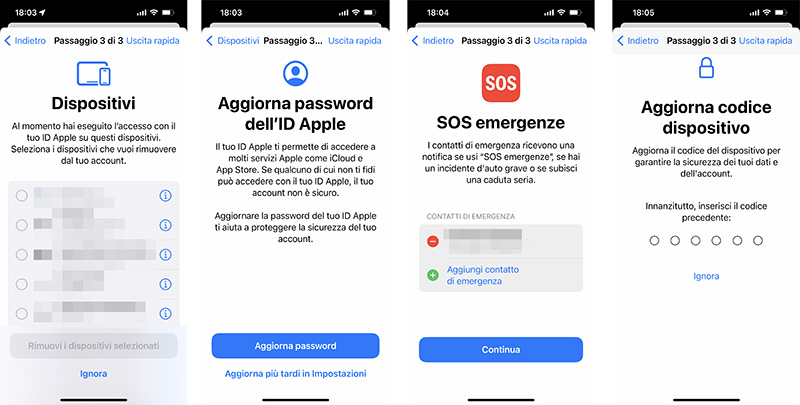 Controllo sicurezza iOS 16 iPhone