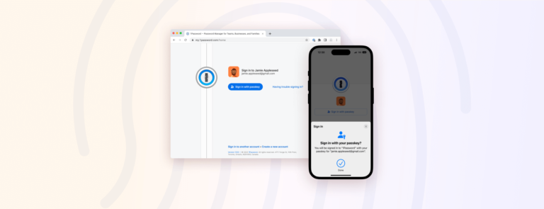 1Password passkey