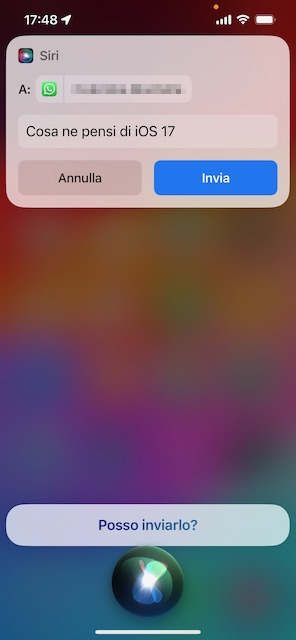 Siri iOS 17 messaggi