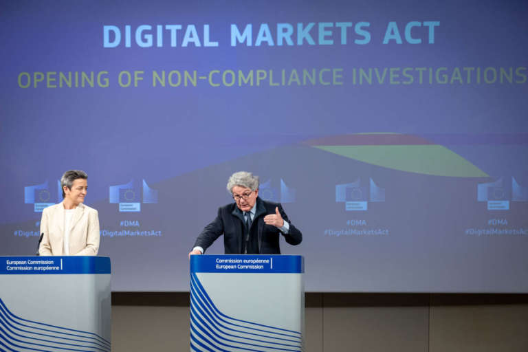 Margrethe Vestager, on the left, and thierry Breton