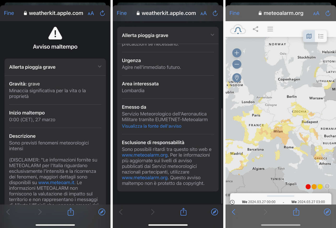 notifiche meteo iPhone