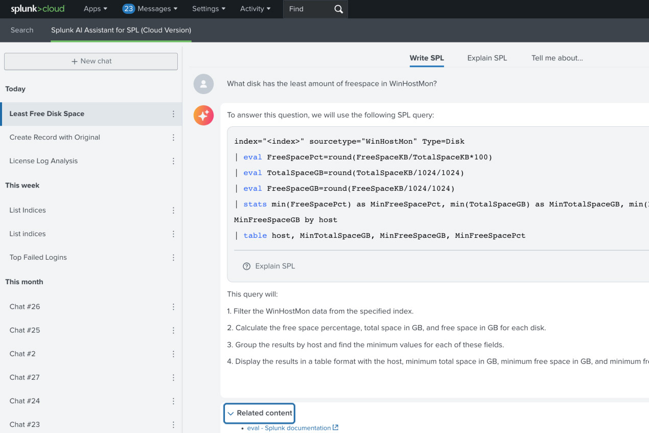 Splunk AI Assistant for SPL