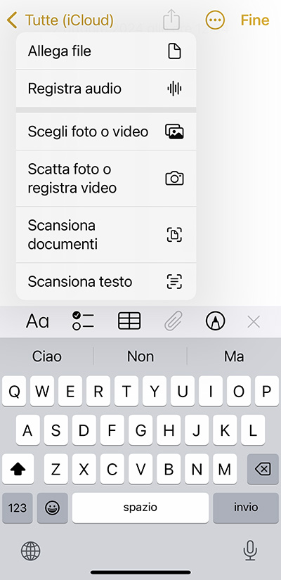iOS 18 registrare audio in Note 01