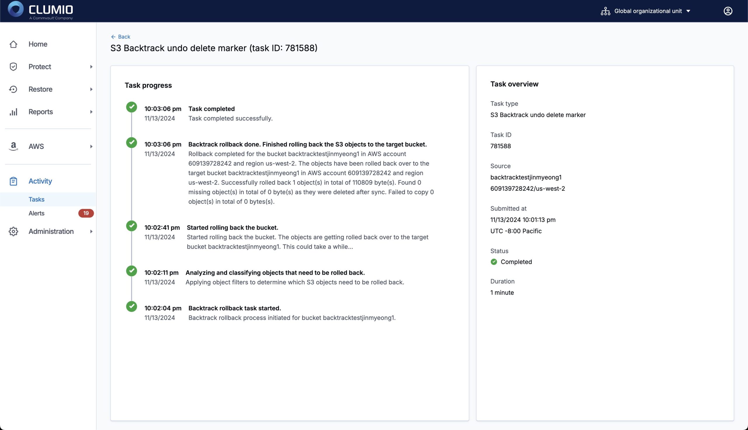 Commvault presenta Clumio Backtrack
