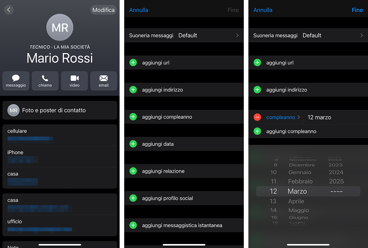Calendario iPhone Compleanni