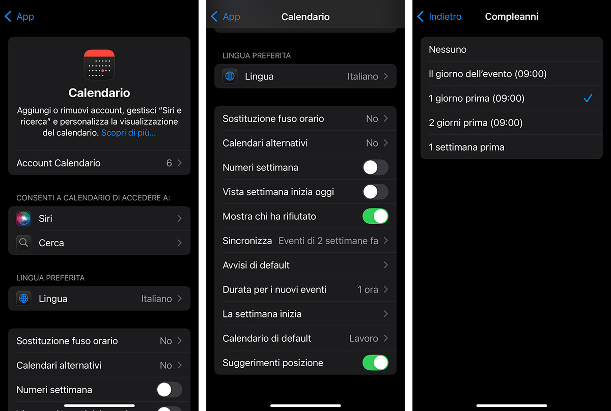 Calendario iPhone Compleanni
