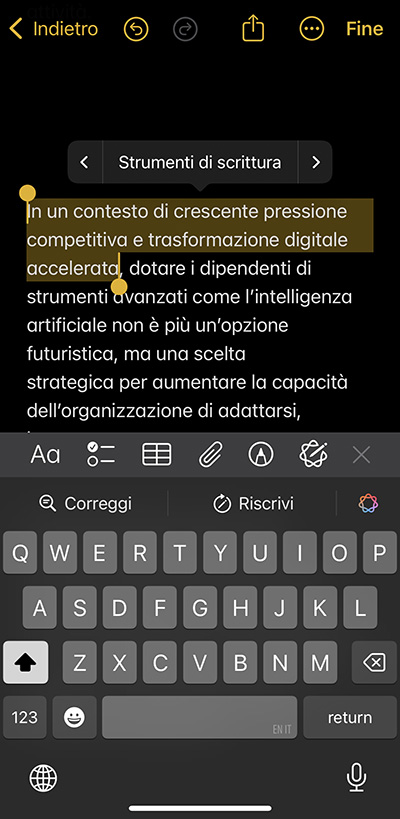 Apple Intelligence Strumenti scrittura iPhone