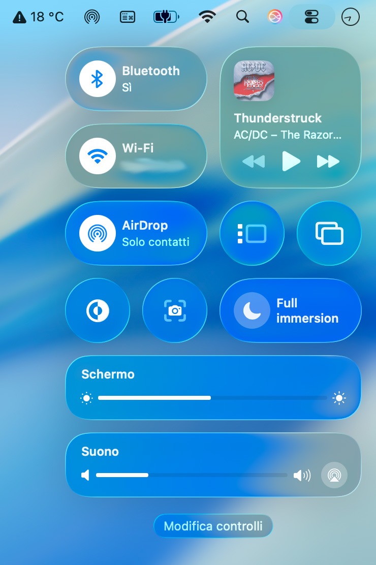 macOS Tahoe Centro di Controllo