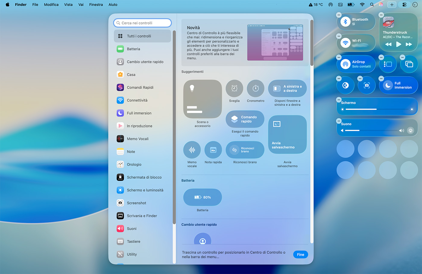 macOS Tahoe Centro di Controllo