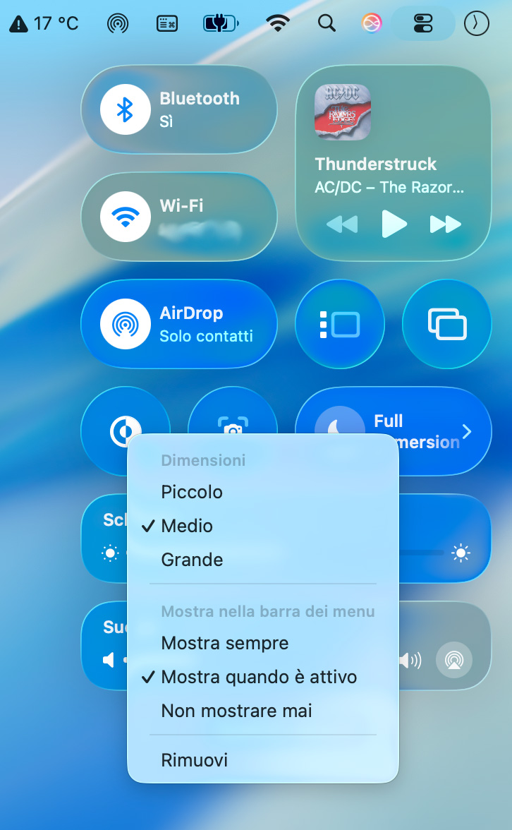 macOS Tahoe Centro di Controllo