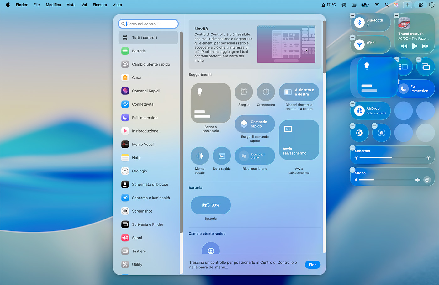 macOS Tahoe Centro di Controllo