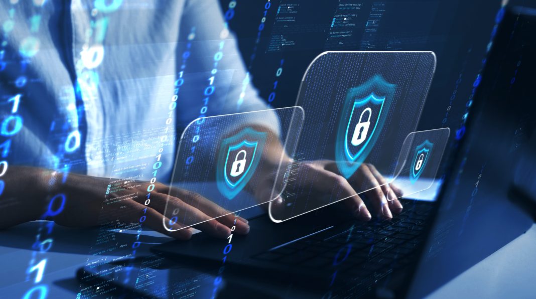 Cyber security firewall interface protection concept.Personal da