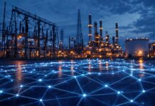 MDR per il midmarket: per IDC il modello di HWG Sababa è vincente Rete digitale luminosa sovrapposta a un impianto industriale e infrastruttura energetica notturna per la convergenza IT e OT e la protezione MDR per il midmarket